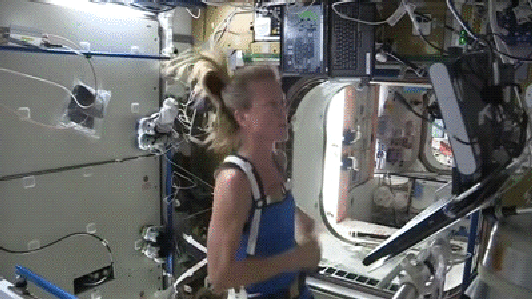 NASA crewmember using the TVIS on the ISS.